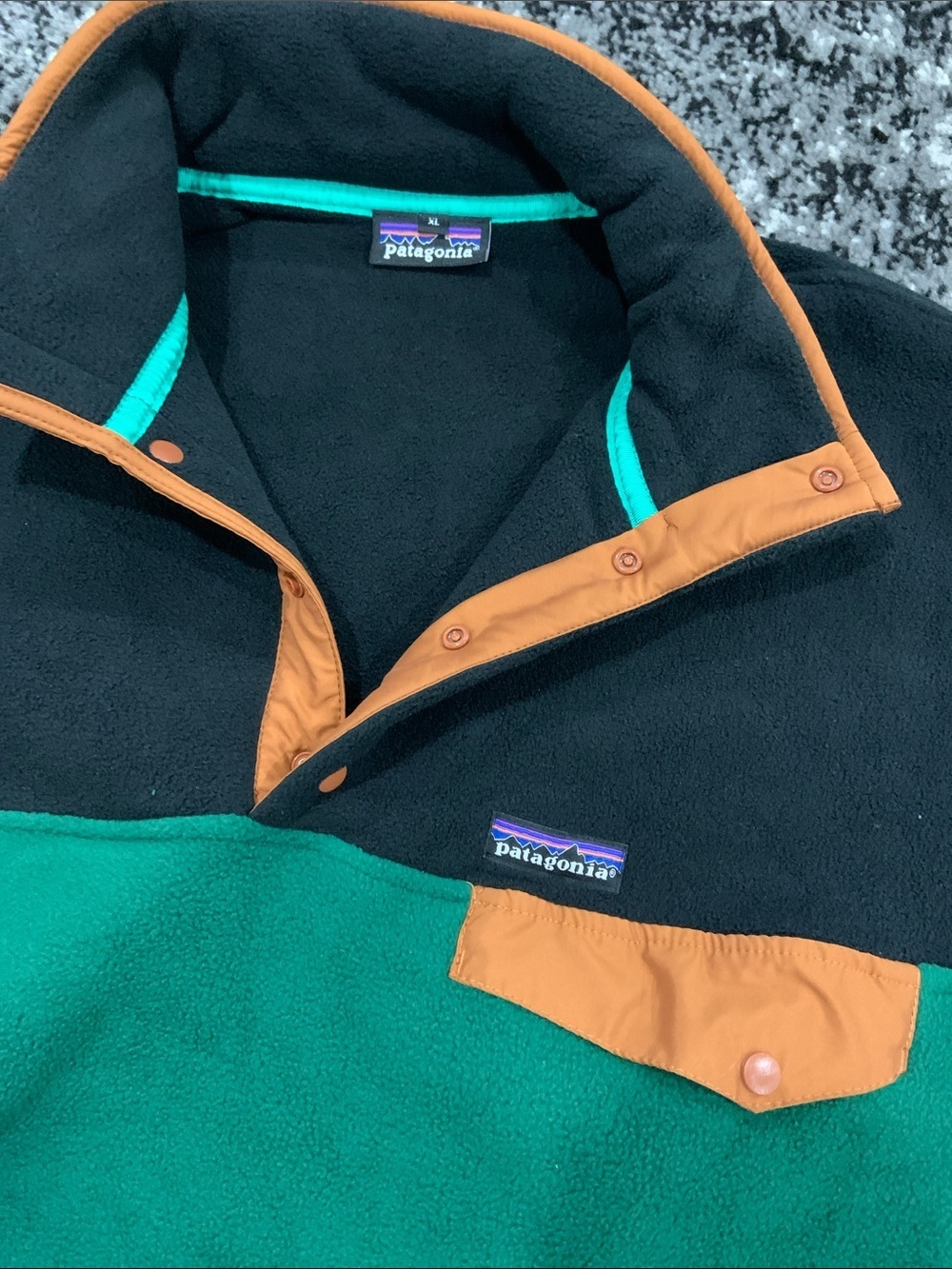 Patagonia Snap-T Pullover Green Black Sweater Vintage Color Way for Men Size XL - Picture 2 of 3